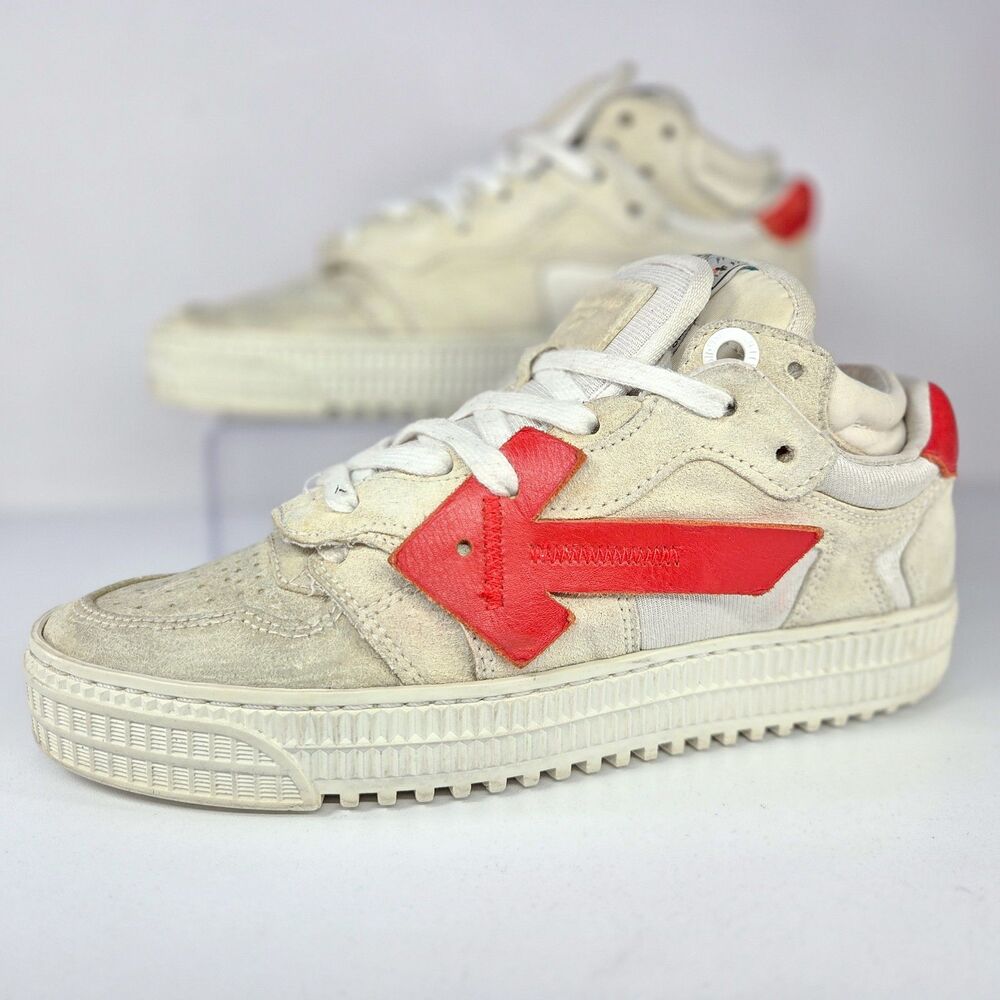Off-White 3.0 Low-Top Cream Red Arrow Sneakers Tagged EU 36 / Women's US 6